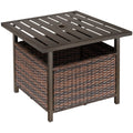 Outdoor Storage Table with Parasol Hole for Tidy Patios and Gardens Brown Outsunny