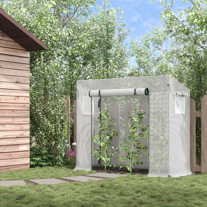 Walk In Garden Greenhouse with Steel Frame - 200x76x168cm