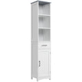Tall Bathroom Cabinet, 3 Tier, Drawer, White Kleankin