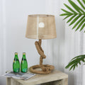 Nautical Rope Base Table Lamp, Fabric Shade, Beige Homcom