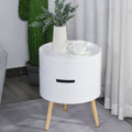 Rotating Side Coffee Table with Detachable Tray, White Homcom