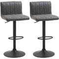 Grey Leather Barstools With Backs Set of 2 Homcom
