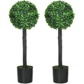 2 Artificial Boxwood Trees Homcom
