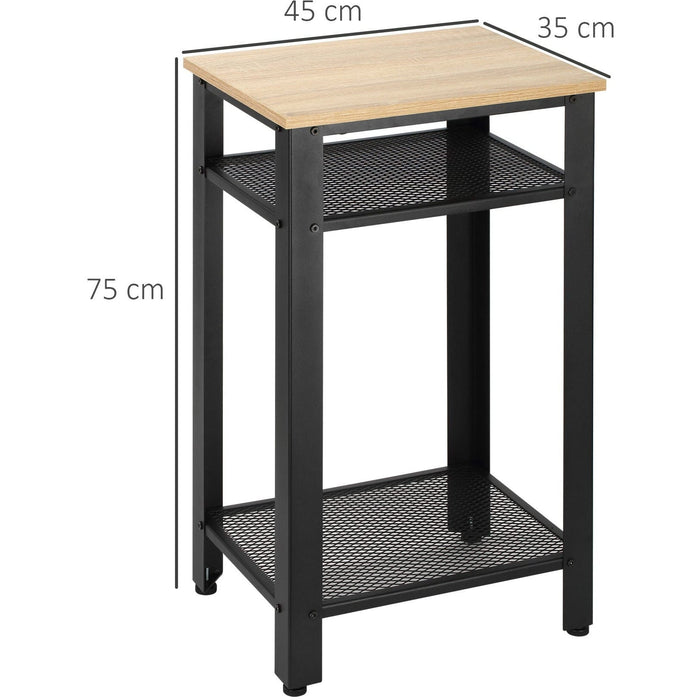 Industrial 3 Tier Boxy Side Table with Metal Frame, On-Trend