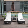 3pc Rattan Garden Lounge Set, Wheeled Loungers, Table Outsunny
