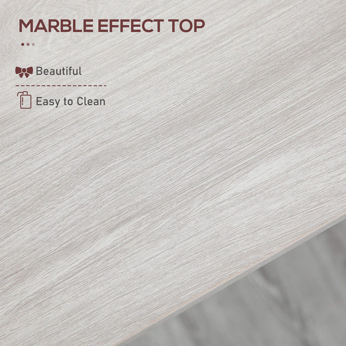 Rectangular Bar Table, Marble Effect, White