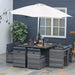 8-Seater Rattan Dining Set with Umbrella Hole 