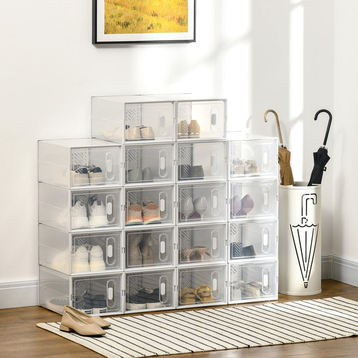 Portable Shoe Storage Cabinet, Clear/White