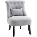 Grey Fabric Accent Chair Solid Wooden Legs Homcom