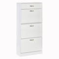 Shoe Cabinet, Wooden Shoe Storage Unit with 3 Pull Down Drawers, Multifunctional Dust-Proof Space-Saving Slim Cupboard for Hallway or Entryway White High Gloss Homcom