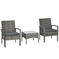 3 Piece Patio Bistro Set, Mixed Grey