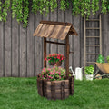 Wooden Wishing Well Planter w/ Bucket Outsunny
