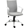 Light Grey Linen Swivel Office Chair, Adjustable with Arm Vinsetto