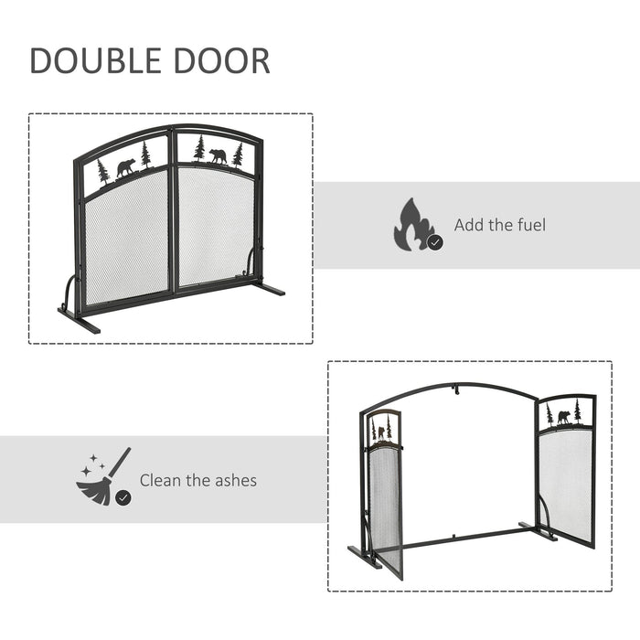 Fire Guard with Double Doors and Tree Decoration