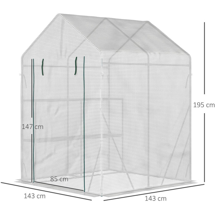 Portable Greenhouse, 2-Tier Shelf, Roll-Up Door, PE Cover