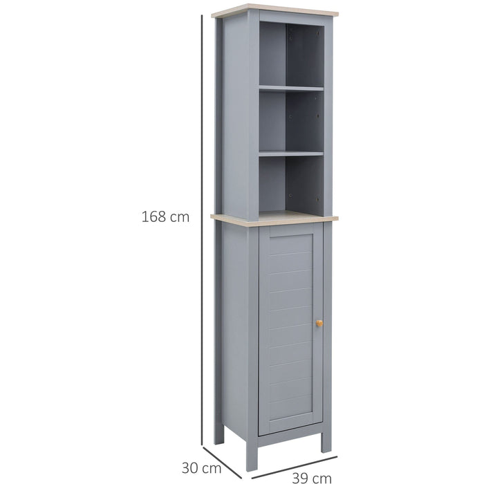 Tall Grey Bathroom Floor Storage Cabinet