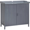 Outdoor Tool Shed & Potting Bench - Galvanized Top - Grey Outsunny
