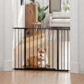 Dog Safety Gate, Auto Close Door, 76-107cm, Black Homcom
