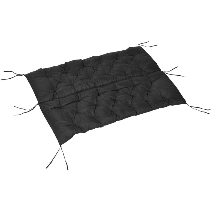 Black 3 Seater Garden Bench Cushion with Ties - 98x150 cm