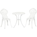 White Metal Garden Bistro Set Outsunny