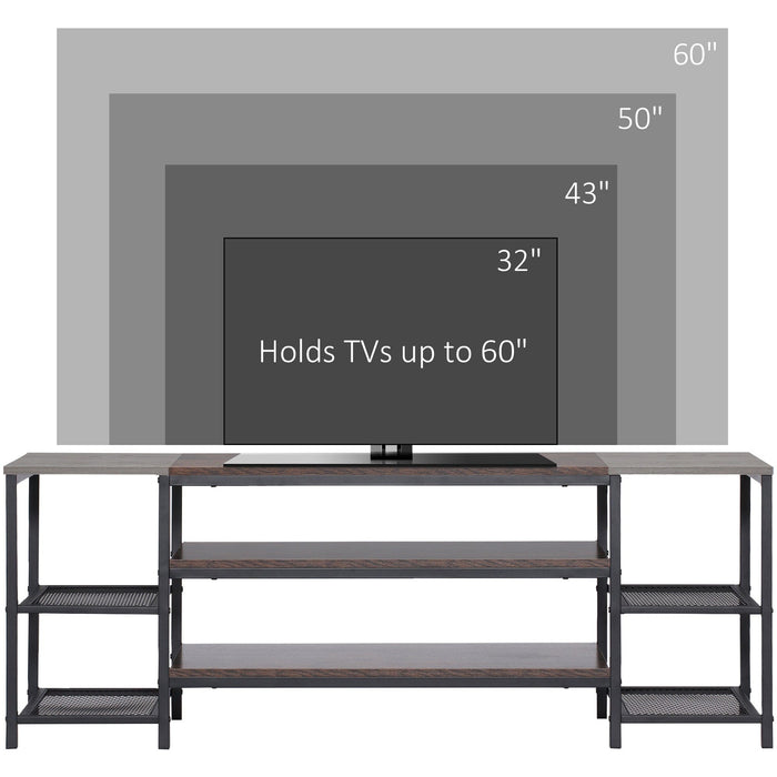 TV Unit for TVs up to 65", Shelves, Brown/Grey