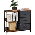 Black 3 Drawer Dresser With 2 Shelves Homcom