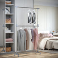 Adjustable Heavy Duty Garment Rail with Wheels Homcom