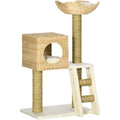 PawHut Cattail Weave Cat Tower, Natural PawHut