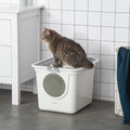 Enclosed Cat Litter Box w/ Front Entry, Top Exit, Scoop Pawhut