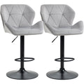 Set of 2 Kitchen Bar Stools, Grey Velvet Homcom