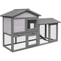 Two-Level Fir Wood Animal Hutch - Burnt Yellow Pawhut