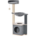 95cm Cat Condo With Hammock, Grey Pawhut