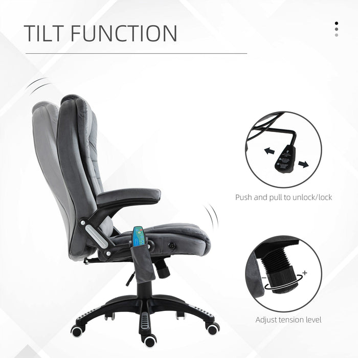 Grey Velvet Heated Massage Chair