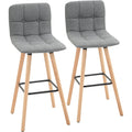 Set of 2 Bar Stools With Backs, Grey Homcom