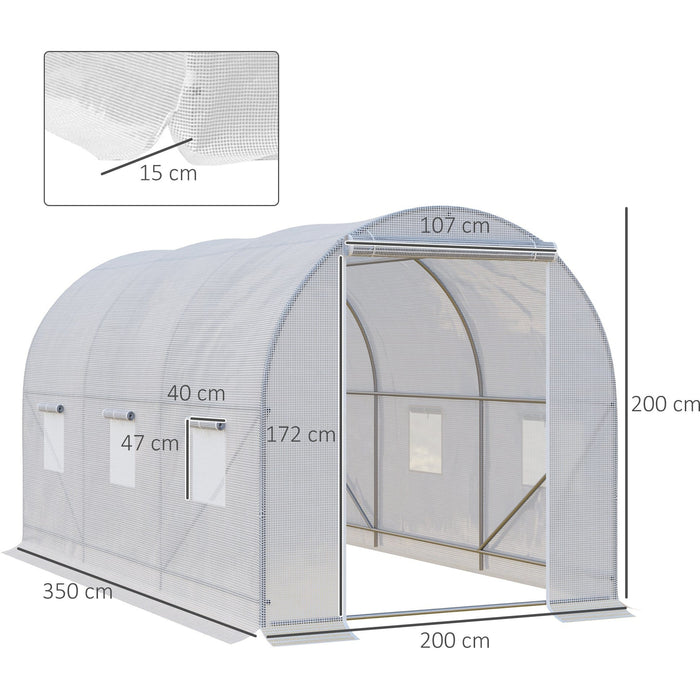 Large Tunnel Greenhouse, Steel Frame, Walk-in, 3.5x2x2m