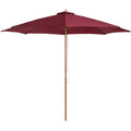 3m Bamboo Patio Parasol Umbrella, Wine Red Outsunny