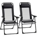 Folding Recliner Patio Chair Set of 2 Black Outsunny