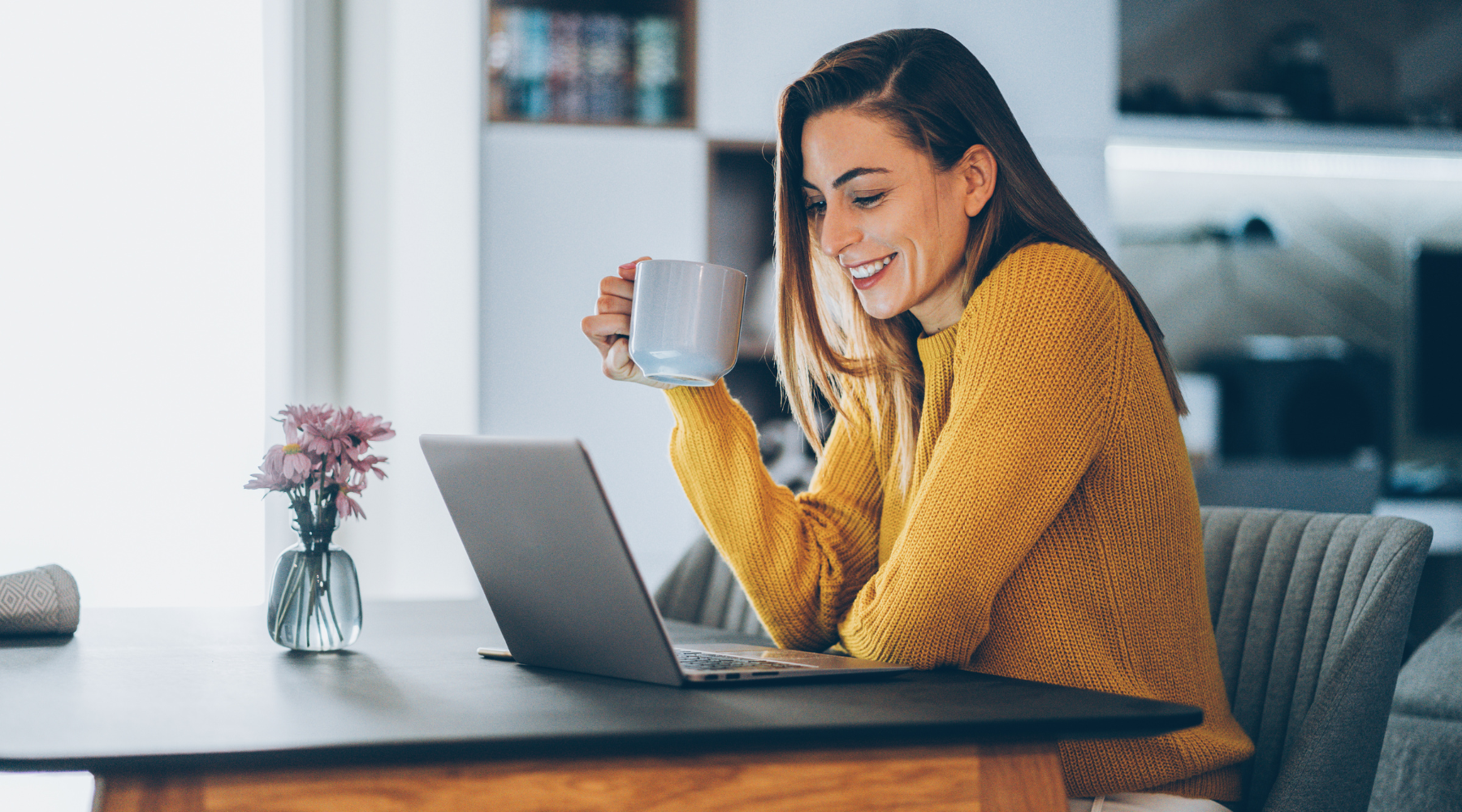 A productive person working from home