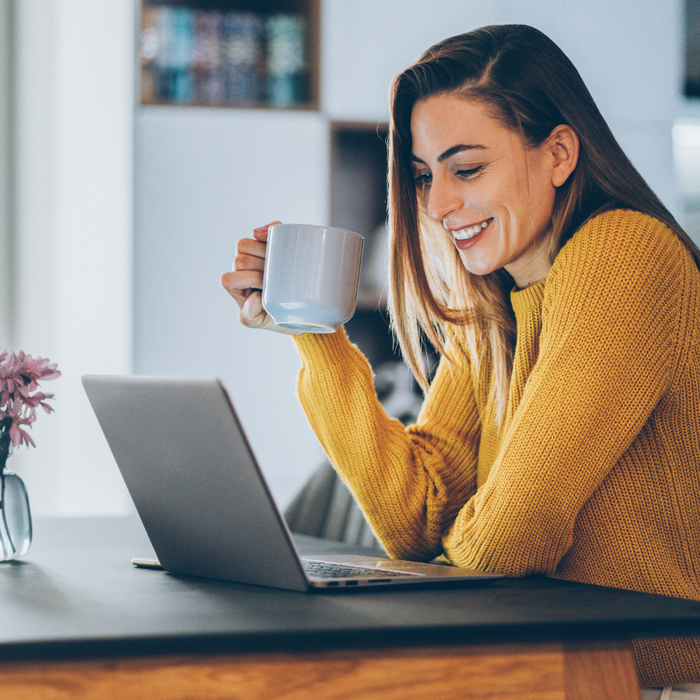 A productive person working from home