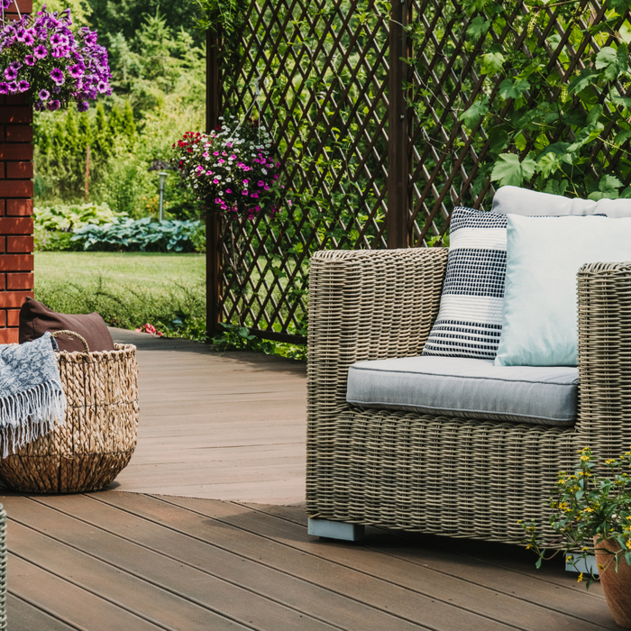 Cosy Garden Scene With Rattan Wicker Patio Furniture