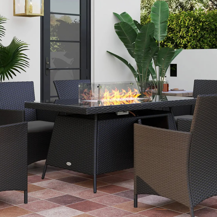 Outsunny Patio Dining Set for 6 With Fire Pit Table