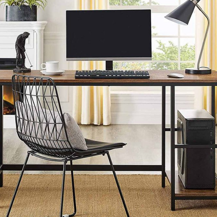 Vasagle Computer Desk With Storage Shelves Rustic Brown and Black 