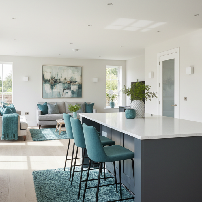 Bar stools at a modern kitchen island — bar stool buying guide hero image