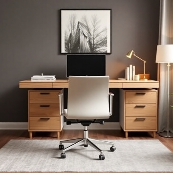 A modern home office setup with Vasagle furniture