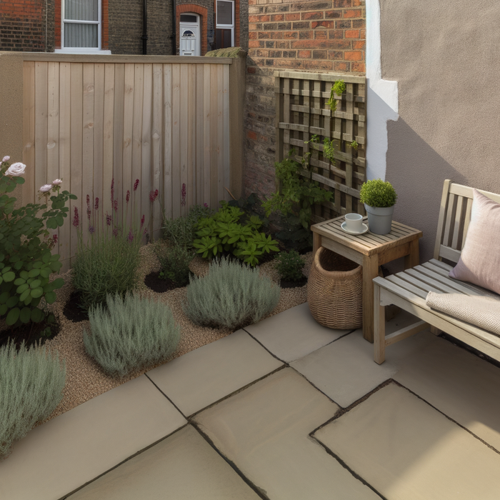Pale Pink Garden Nook With Soft Colours And Natural Textures