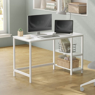 Image of a white Vasagle computer desk with shelves