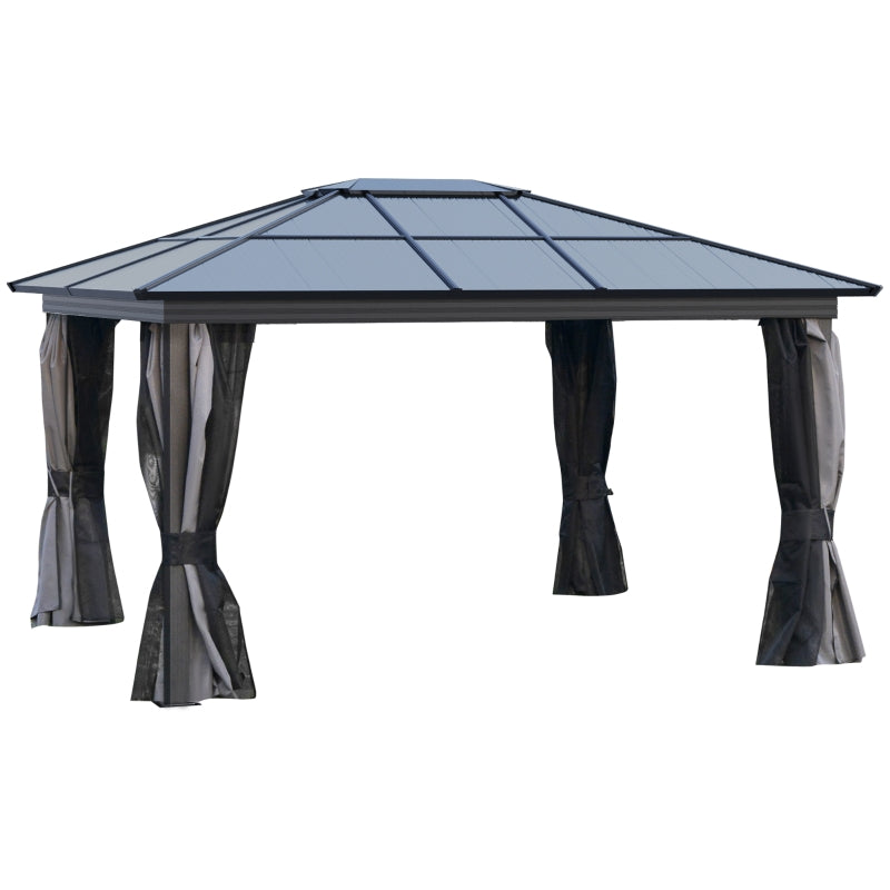 Image of 3m x 4m Polycarbonate Garden Gazebo With Curtains