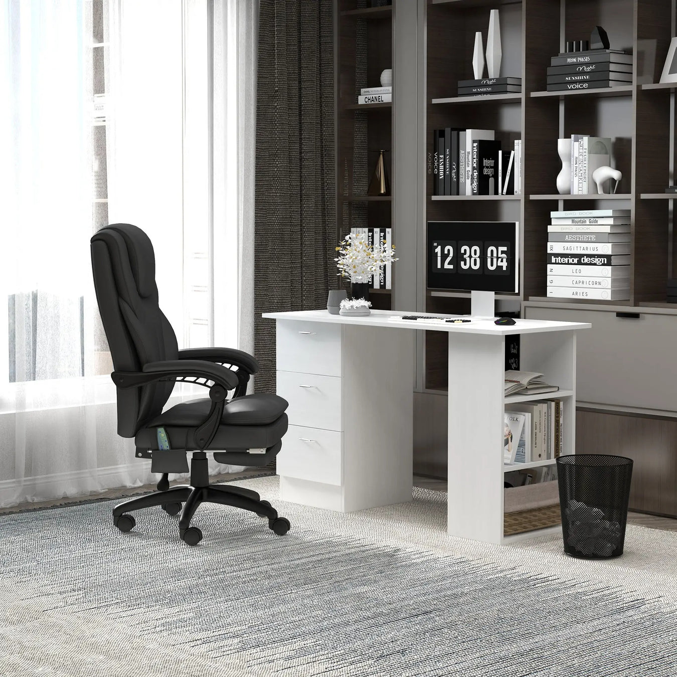 Image of a home office desk with drawers