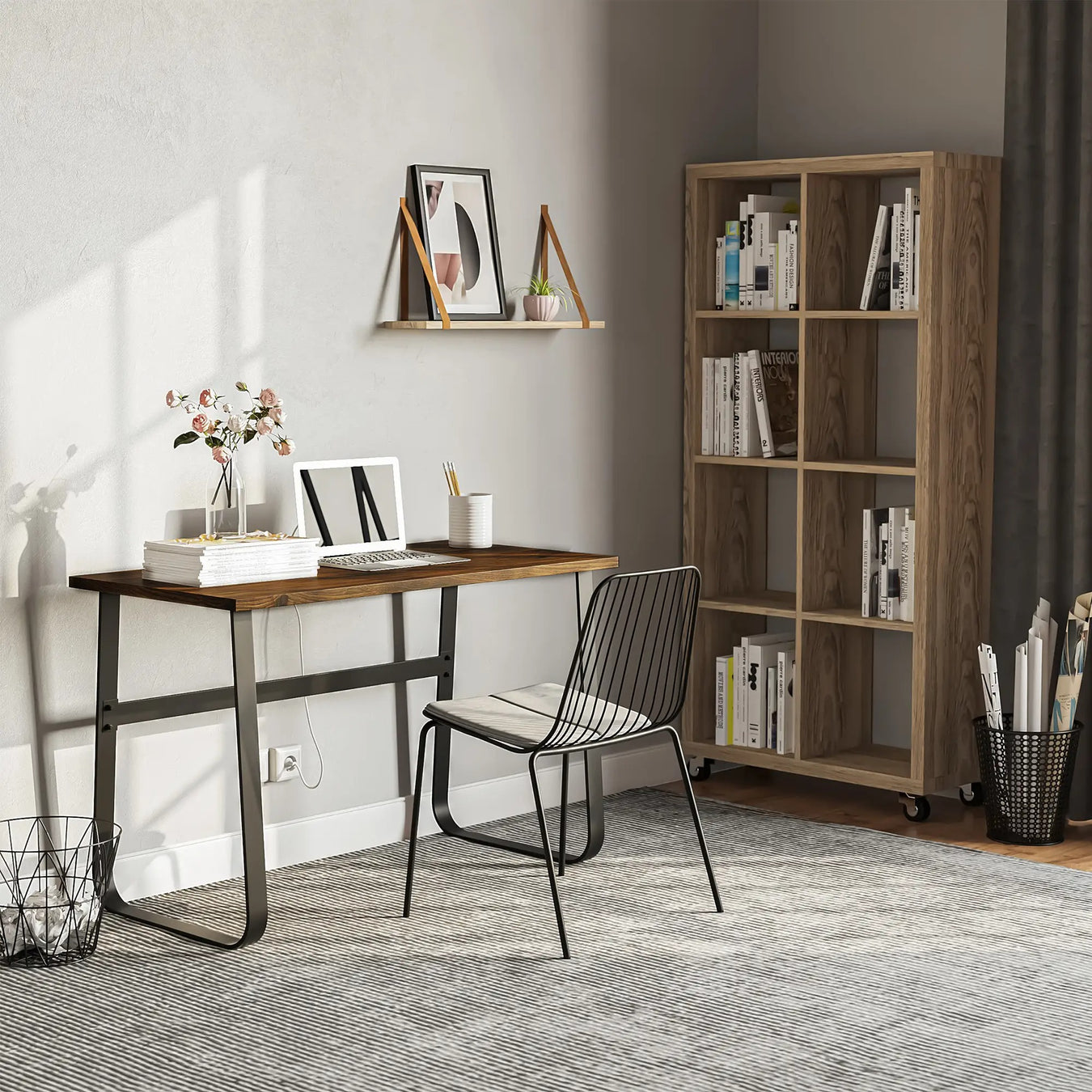 Image of a modern computer desk in a home office