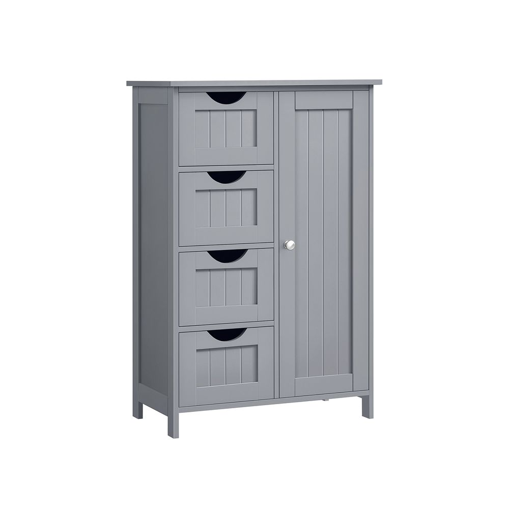 Grey Bathroom Floor Storage Cabinet with 4 Drawers